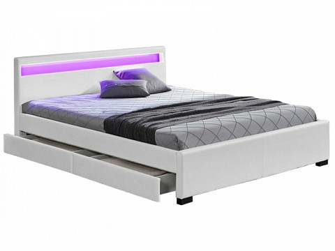 CLA-180 kárpitozott ágykeret ágyráccsal, RGB led világítással 180x200
