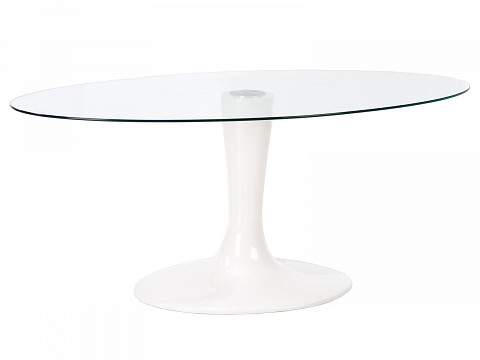 CRLA-180 fix ovális üveg étkezőasztal, 180 cm