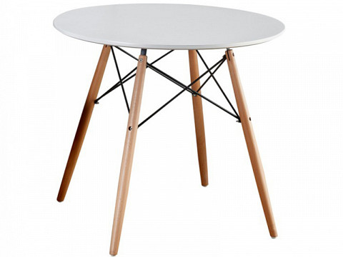 GAM-90 fix étkezőasztal, 90 cm, fehér - bükk