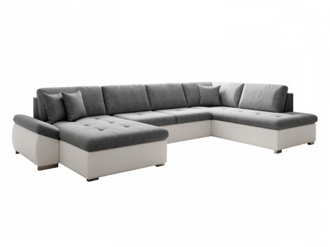 Matar U alakú ággyá nyitható sarok ülőgarnitúra, jobbos, fehér - szürke