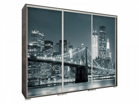 ISV-239 tolóajtós gardróbszekrény 239 cm, New York-i éjszaka