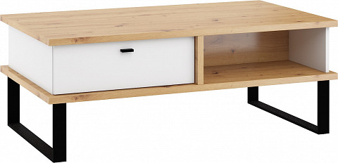 Cross dohányzóasztal 2 fiók téglalap alakú - Artisan tölgy - Fehér