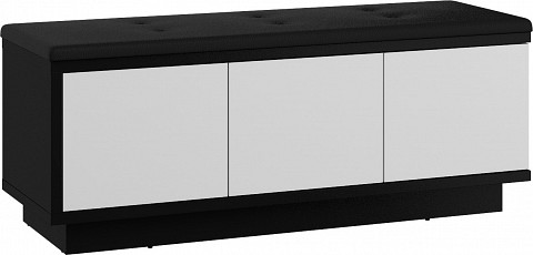 Hybrid szekrény pad 3 ajtó - Fekete - Fényes fehér - Fekete huzat