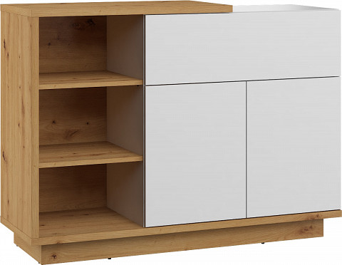 Hybrid komód 2 ajtó 1 fiók - Artisan tölgy - Fényes fehér