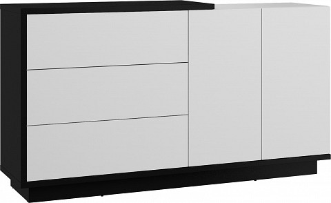 Hybrid komód 2 ajtó 3 fiók - Fekete - Fényes fehér