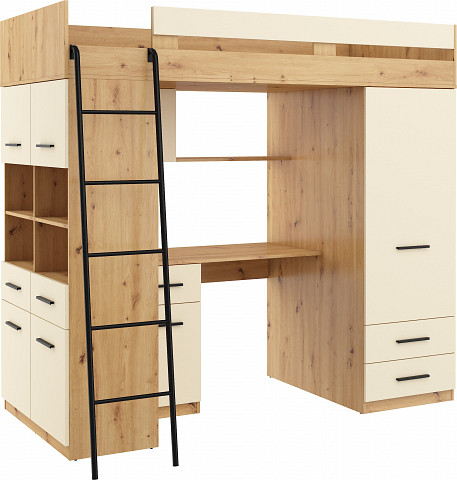 Level galériaágy balos - Artisan tölgy - Krém