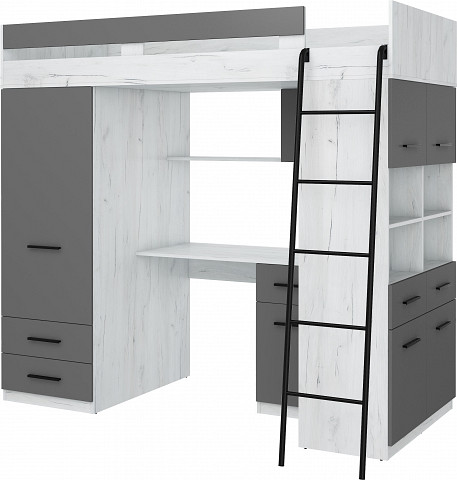 Level galériaágy jobbos - Fehér tölgy - Szürke