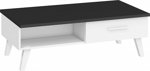 Nordis dohányzóasztal 2 ajtó - Fekete - Fehér