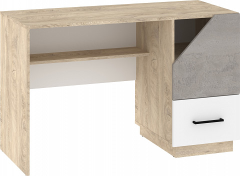 Pax 120 íróasztal 1 ajtó 1 fiók - Endgrain tölgy - Fehér - Beton szürke