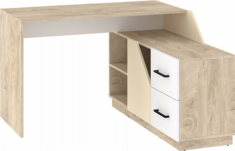 Pax 120P sarok íróasztal kombináció jobbos - Endgrain tölgy - Fehér - Krém