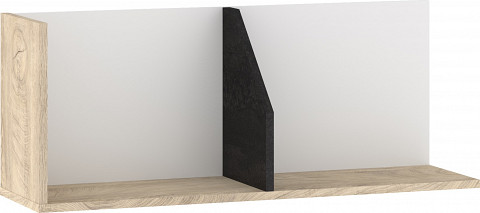 Pax 90 fali polc - Endgrain tölgy - Fehér - Beton fekete