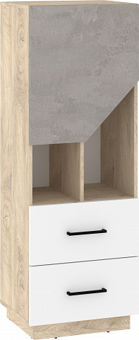 Pax 50 alacsony könyvespolc 1 ajtó 2 fiók - Endgrain tölgy - Fehér - Beton szürke