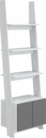 Rack 60 1D könyvespolc 2 ajtó - Fehér tölgy - Szürke