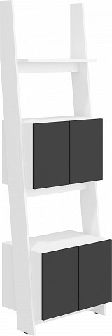Rack 60 2D könyvespolc 4 ajtó - Fehér - Fényes fekete