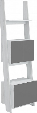 Rack 60 2D könyvespolc 4 ajtó - Fehér tölgy - Szürke