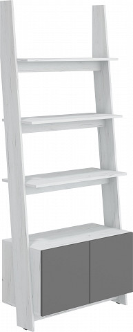 Rack 80 1D könyvespolc 2 ajtó - Fehér tölgy - Szürke