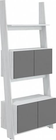 Rack 80 2D könyvespolc 4 ajtó - Fehér tölgy - Szürke