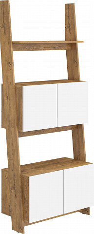 Rack 80 2D könyvespolc 4 ajtó - Burgundy tölgy - Fényes fehér