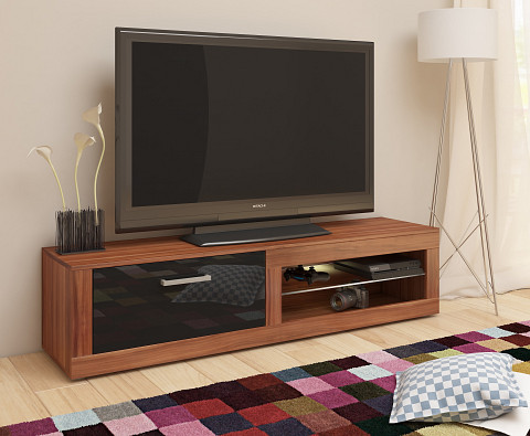 Viki New TV-állvány 1 ajtó - Wallis szilva - Fényes fekete