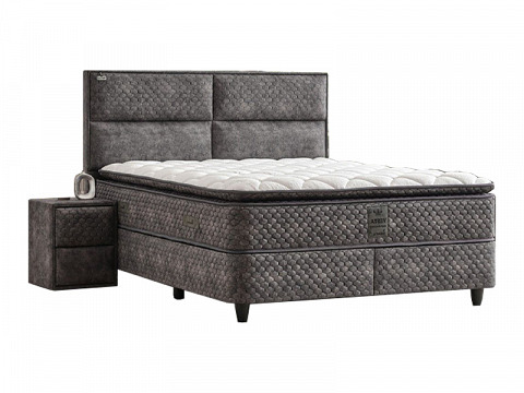 Vesta ágyneműtartós kárpitozott boxspring franciaágy, 160x200