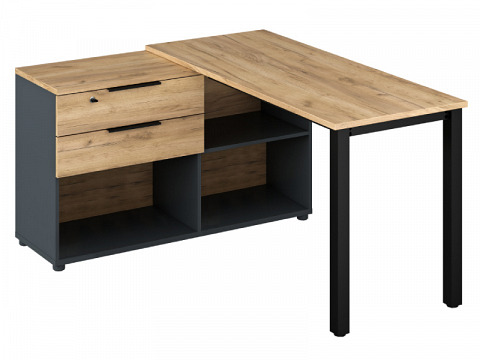Klaudi sarok PC-asztal, grafit - artisan tölgy