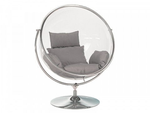 Bubble New 2 függő fotel állvánnyal, átlátszó - ezüst - szürke