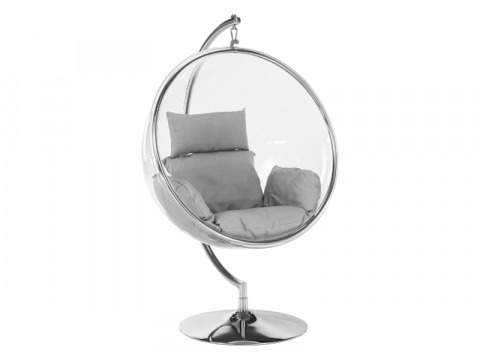Bubble New 3 függő fotel állvánnyal, átlátszó - ezüst - szürke