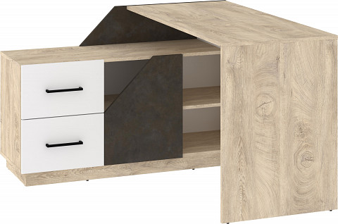Pax 120L sarok íróasztal kombináció balos - Endgrain tölgy - Fehér - Granada barna