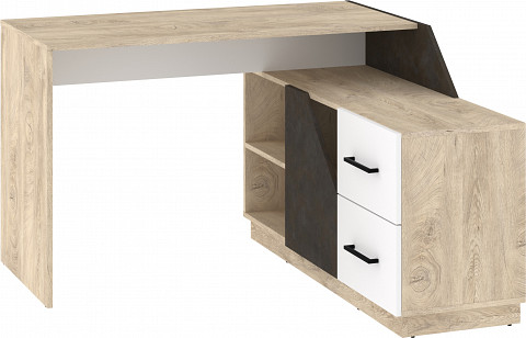 Pax 120P sarok íróasztal kombináció jobbos - Endgrain tölgy - Fehér - Granada barna