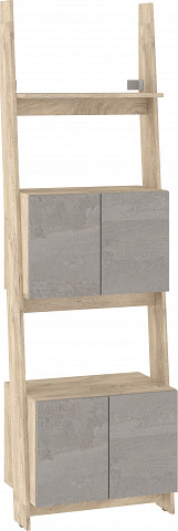 Rack 60 2D könyvespolc 4 ajtó - Endgrain tölgy - Beton szürke