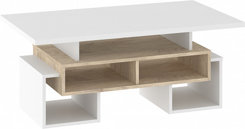 Rio dohányzóasztal S - Endgrain tölgy - Fehér
