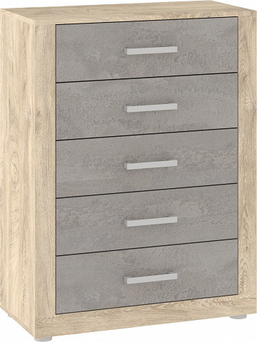 Viki kicsi komód 5 fiók - Endgrain tölgy - Beton szürke