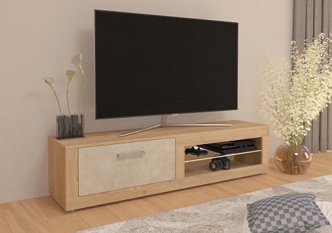 Viki New TV-állvány 1 ajtó - Cremona tölgy - Granada mandula