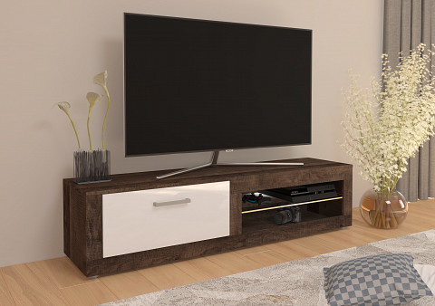 Viki New TV-állvány 1 ajtó - Grange tölgy - Fényes fehér