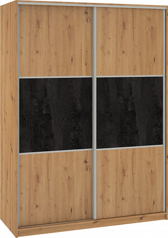 Rico 160B kétajtós tolóajtós gardróbszekrény - Artisan tölgy - Artisan tölgy - Beton fekete