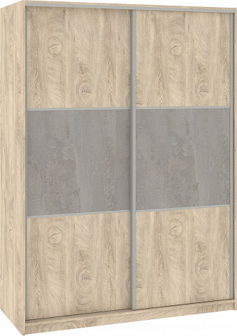 Rico 160B kétajtós tolóajtós gardróbszekrény - Endgrain tölgy - Endgrain tölgy - Beton szürke
