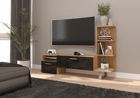 Best TV-állvány - Artisan tölgy - Beton fekete