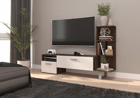 Best TV-állvány - Grange tölgy - Fényes fehér