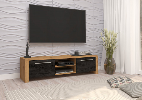 Helix New TV-állvány - Artisan tölgy - Beton fekete