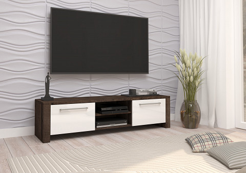 Helix New TV-állvány - Grange tölgy - Fényes fehér