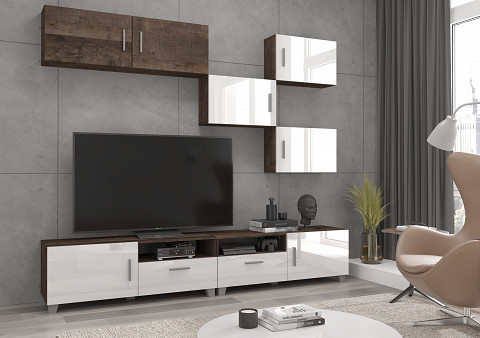 Kuga TV-állvány - Grange tölgy - Fényes fehér
