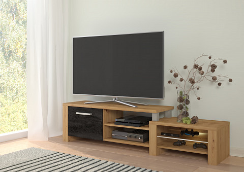 Orion TV-állvány 1 ajtó - Artisan tölgy - Beton fekete