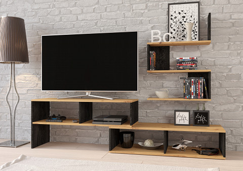 Sydney TV-állvány - Artisan tölgy - Beton fekete