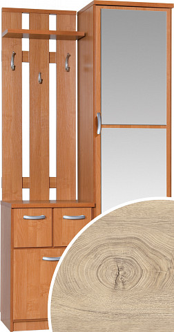 Barcelona 100 LUX előszoba szekrény tükörrel - Endgrain tölgy