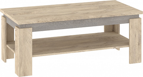 Beta dohányzóasztal - Endgrain tölgy - Beton szürke