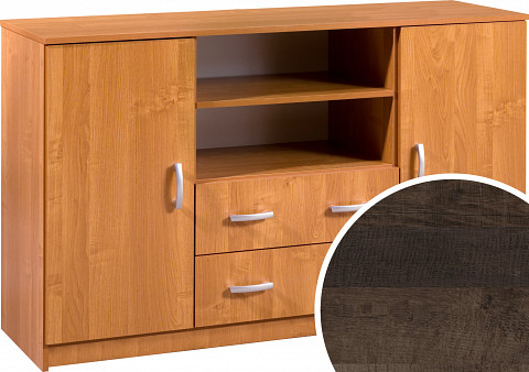 Komód 2 ajtó 2 fiók nyitott polc K-1442S2DW6 - Grange tölgy