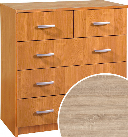 Komód 5 fiók K-8045S - Világos Sonoma tölgy